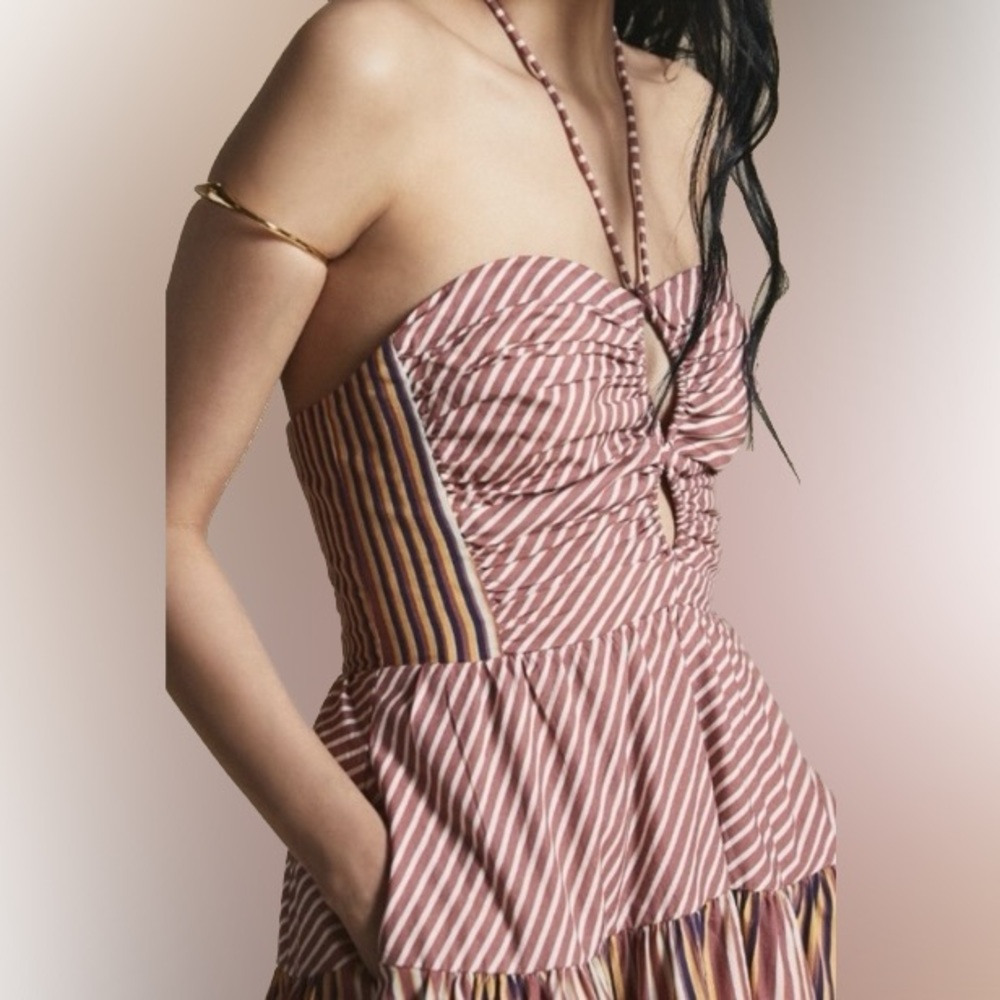 Anthropologie Mini Halter Dress with Side Pockets and fully lined. Beautiful
